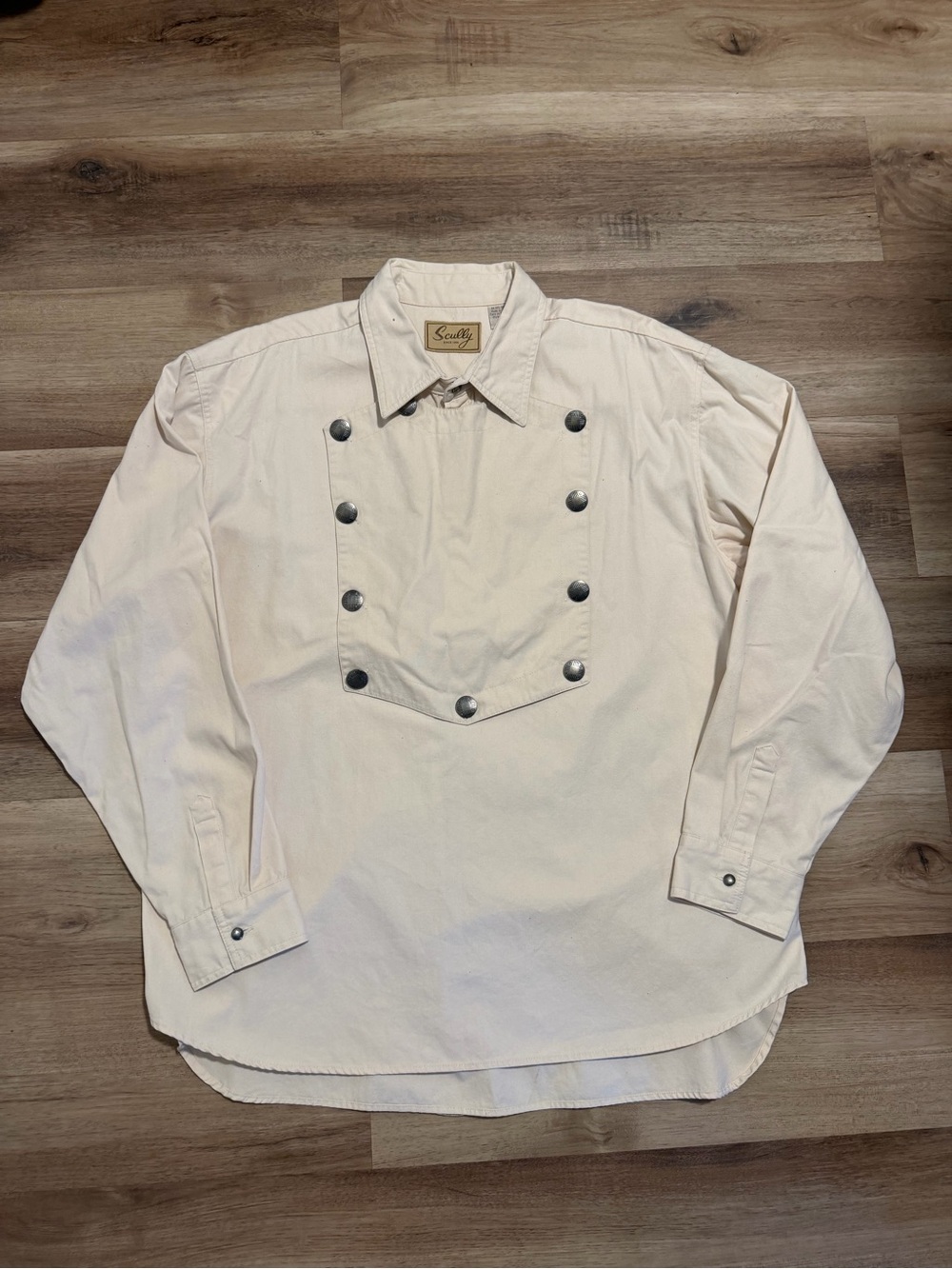 Scully Men’s Rangewear Long Sleeve Cream White Bib Western Frontier Shirt XL